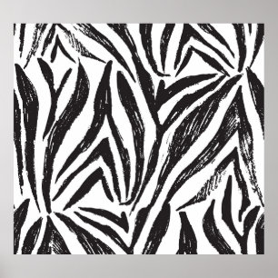 Hand Drawn Zebra: Vintage Print. Poster