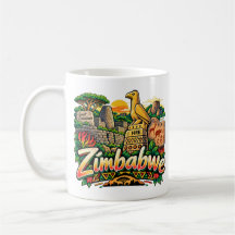 Hand Drawn Zimbabwe Travel Art Landmark