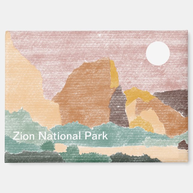Hand Drawn Zion National Park Magnet (Front)