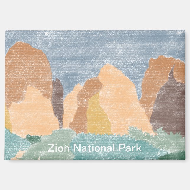Hand Drawn Zion National Park Magnet (Front)