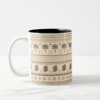 hand drown boho simple desert pattern all over  Two-Tone coffee mug