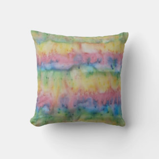 Hand Dyed Rainbow Stripe Throw Pillow