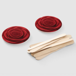 Hand Fan - Red Rose Flower