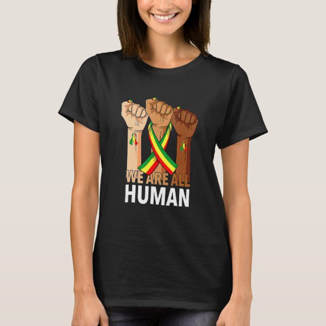 Hand Fist We Are All Human African Pride Black His T-Shirt (Front)