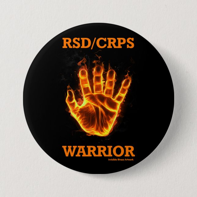 Hand/Flames...RSD/CRPS 3 Inch Round Button (Front)
