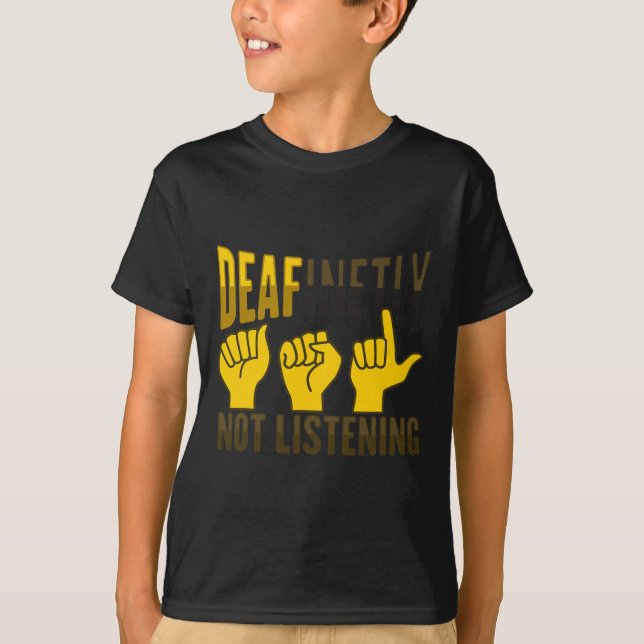 Hand Gesture Deaf Hearing Loss Awareness 7  T-Shirt (Front)