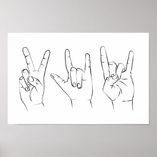 Hand gesture line art poster