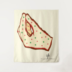 Hand Gesture Strawberry-Kiwi Pizza Tapestry
