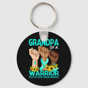 Hand Grandpa Of A Warrior Polycystic Kidney Diseas Keychain