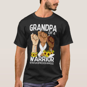 Hand Grandpa Of A Warrior Postpartum Depression Aw T-Shirt
