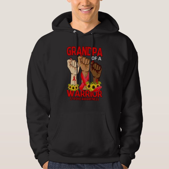 Hand Grandpa Of A Warrior Stroke Awareness Sunflow Hoodie (Front)