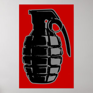 Hand Grenade - gray Poster
