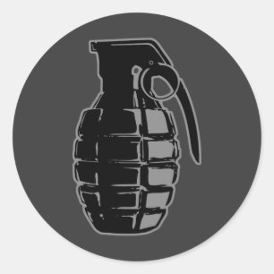 Hand Grenade - grey Classic Round Sticker