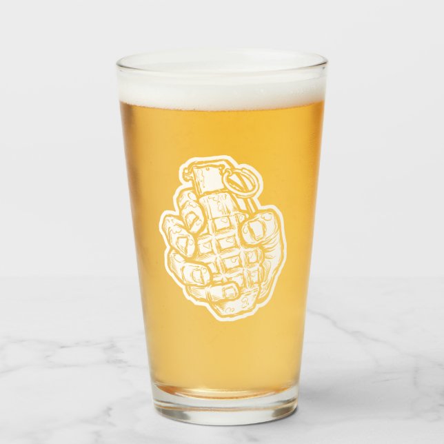 Hand Grenade In Comics Style Glass (Front Filled)