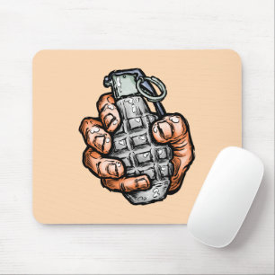 Hand Grenade In Comics Style Mouse Pad