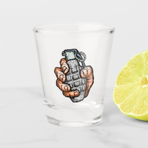 Hand Grenade In Comics Style Shot Glass