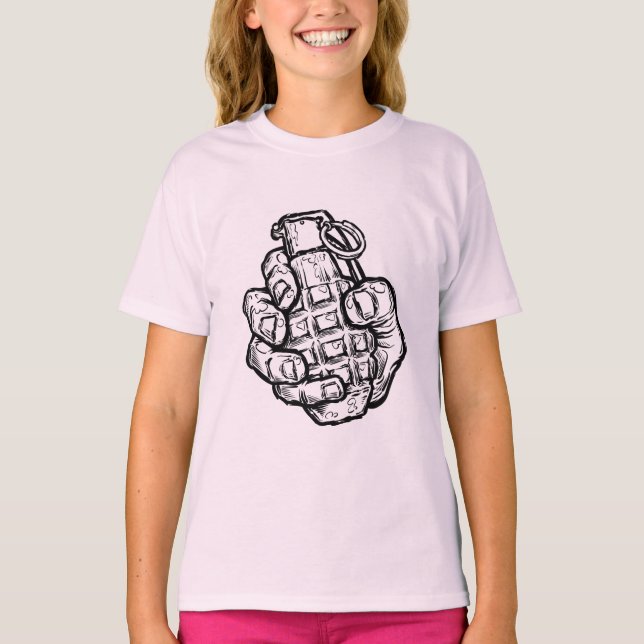 Hand Grenade In Comics Style T-Shirt (Front)