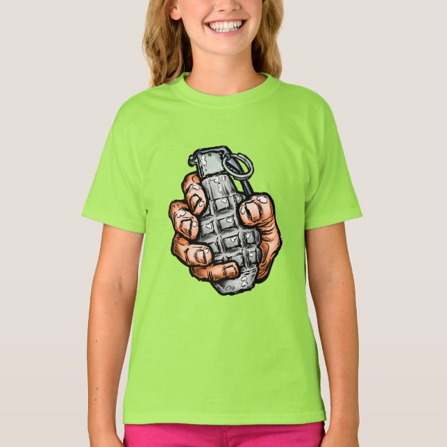 Hand Grenade In Comics Style T-Shirt (Front)