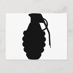 Hand Grenade Outline Silhouette Postcard