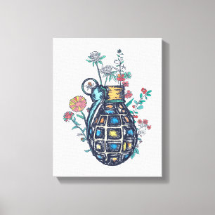 Hand Grenade Vase of Flowers Canvas Print