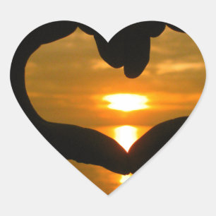 Hand Heart over Sunset Sticker