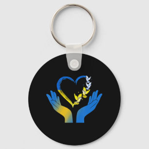 Hand Heart Ukrainian Flag Dove Ukraine Stand With  Keychain