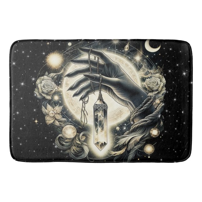 Hand Holding a Crystal under the Moonlight Bath Mat (Front)
