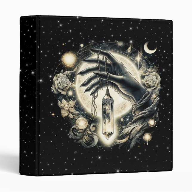Hand Holding a Crystal under the Moonlight Binder (Front/Spine)