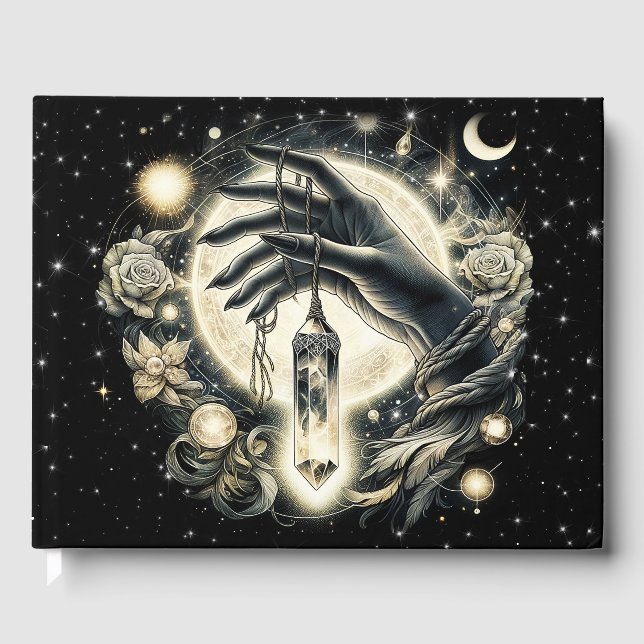 Hand Holding a Crystal under the Moonlight Guest Book (Front)