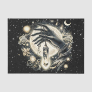 Hand Holding a Crystal under the Moonlight Tissue Paper