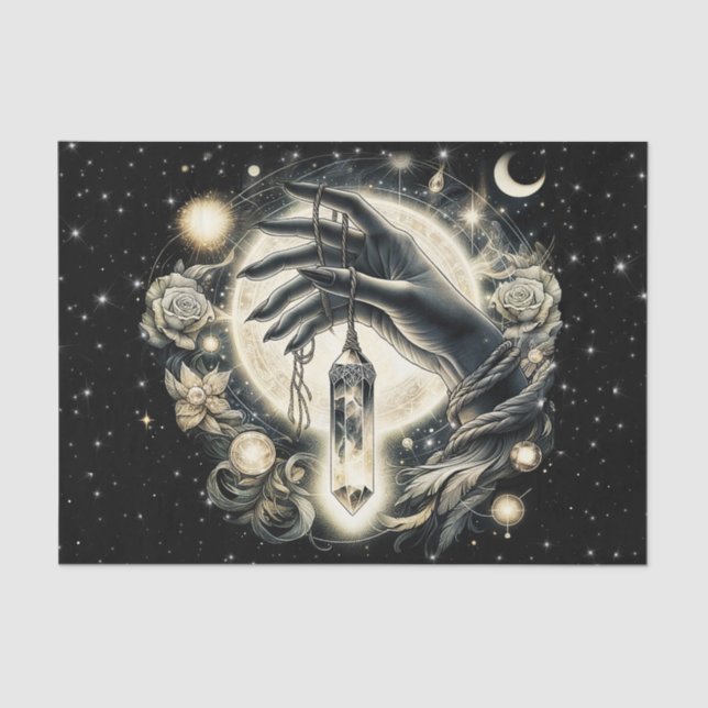 Hand Holding a Crystal under the Moonlight Tissue Paper (Front)