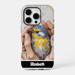 Hand Holding a Vibrant Painted Bird iPhone 16 Pro Case