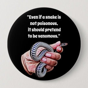 hand holding baby snake reptile quotes art 4 inch round button