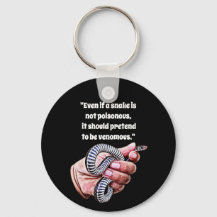 hand holding baby snake reptile quotes art keychain