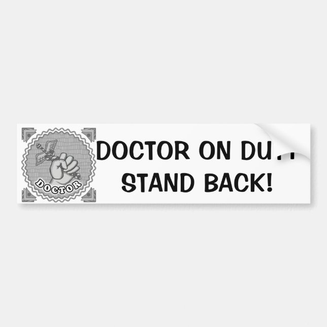 Hand holding caduceus doctor  bumper sticker (Front)