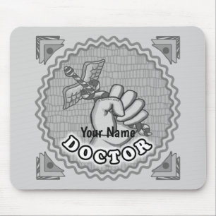 Hand holding caduceus doctor  mouse pad