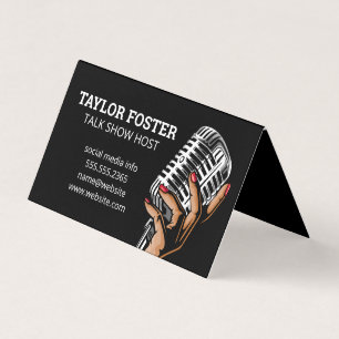 Hand Holding Microphone Singer Radio Host Business Card