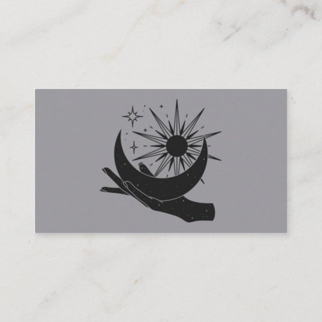 Hand holding moon and sun business card (Back)