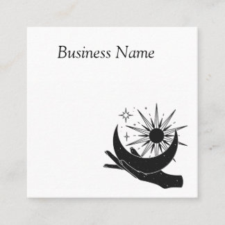 Hand holding moon and sun square business card