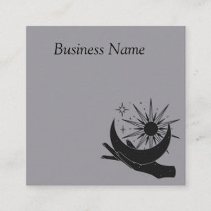 Hand holding moon and sun square business card