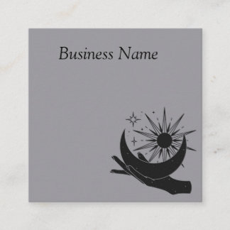 Hand holding moon and sun square business card