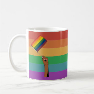 Hand Holding Pride Flag Coffee Mug