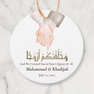 Hand Holding Quote An-Naba 8 Muslim Wedding Nikah Favour Tags