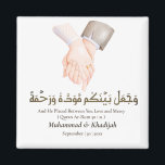 Hand Holding Quote Ar-Rum 21 Muslim Wedding Nikah Magnet<br><div class="desc">Hand Holding Quote Ar-Rum 21 Muslim Wedding Nikah Magnet We create this design with drawing of bride and grooms holding hand and a quote from Quran " wa khalaqnakum azwaaja" with meaning " and we created you in pairs" from Surah An-Naba 78:18 This design could easily personalize and customize by...</div>