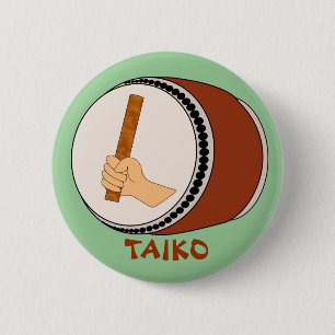 Hand Holding Stick Taiko Drum Japanese Drumming 2 Inch Round Button