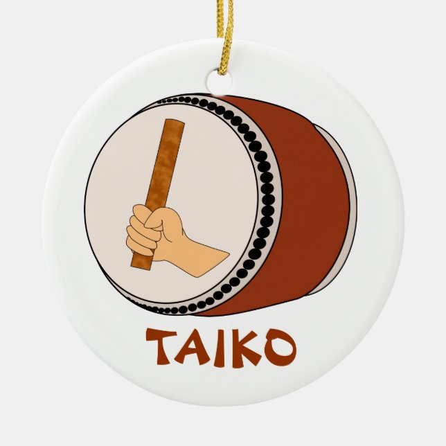 Hand Holding Stick Taiko Drum Japanese Drumming Ceramic Ornament (Front)