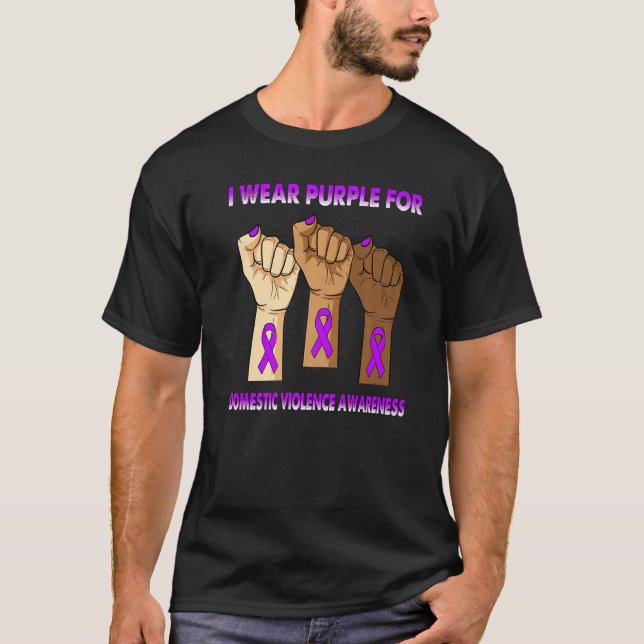 Hand I Wear Purple For Domestic Violence Awareness T-Shirt (Front)