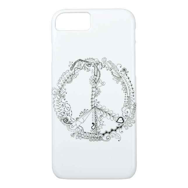 Hand Illustrated Artsy Floral Peace Sign Case-Mate iPhone Case (Back)