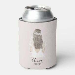 Hand Illustrated Bride Can Cooler