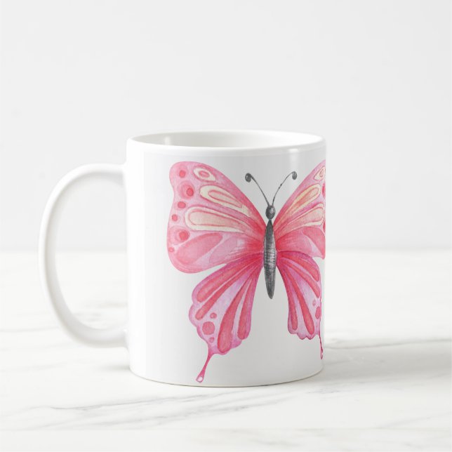 Hand Illustrated Butterfly Print Coffee Mug (Left)